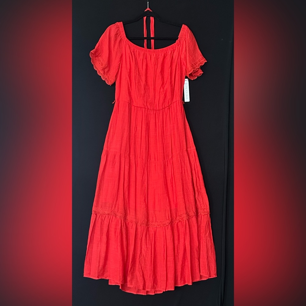 Luxology Red Ruffled‎ Tiered Maxi Sundress